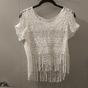 White cover up lacey top